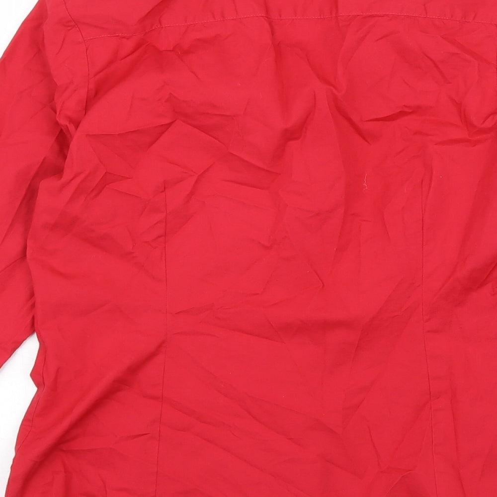 Papaya Womens Red Cotton Basic Button-Up Size 12 Collared