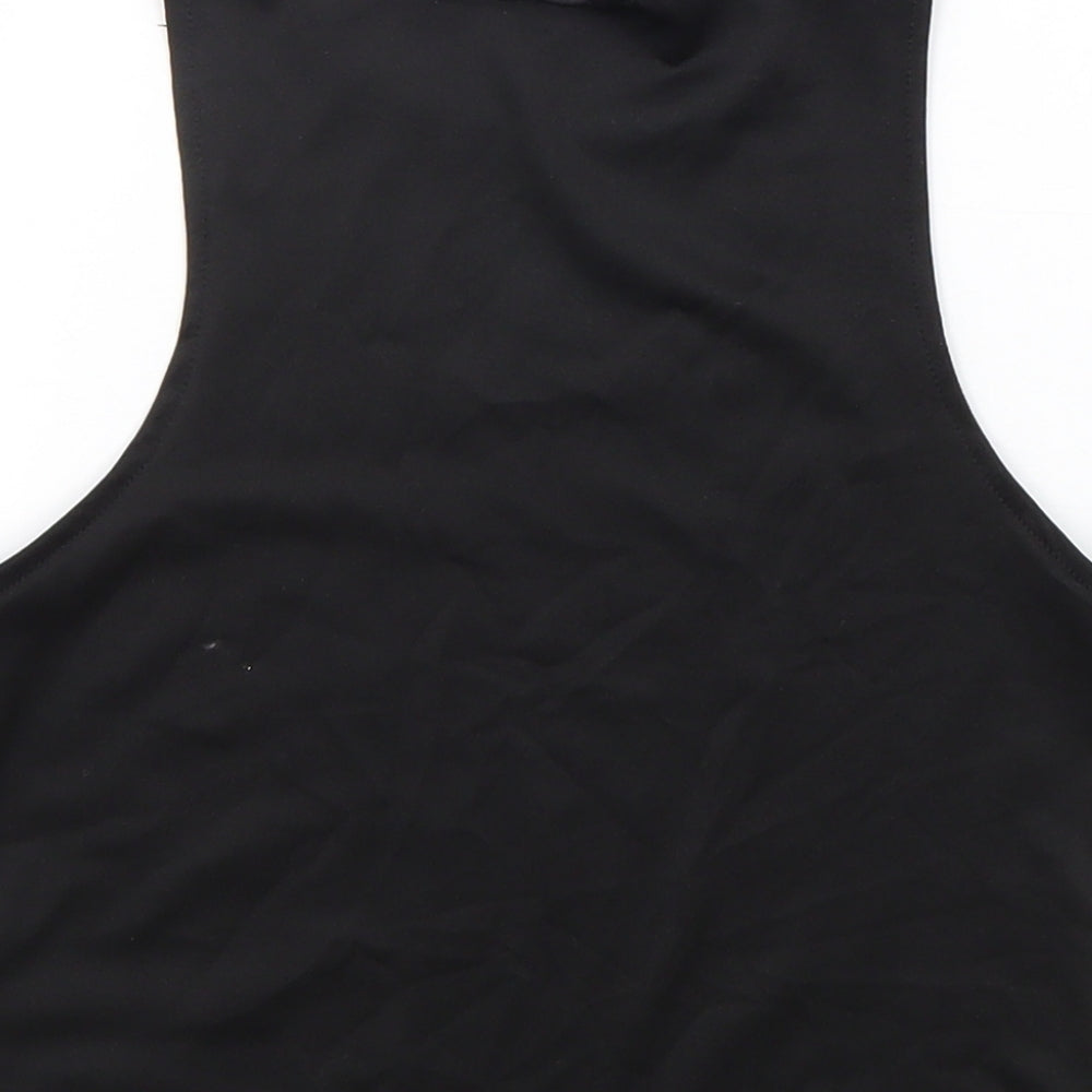 Divided Womens Black Geometric Viscose Basic Tank Size S Round Neck