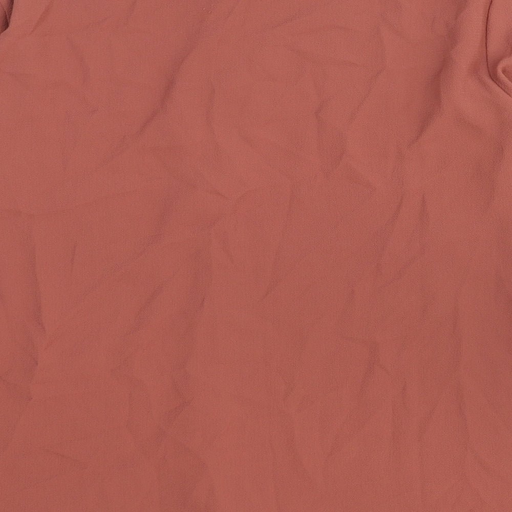 Jaqueline de Yong Womens Red Viscose Basic Button-Up Size 8 Round Neck
