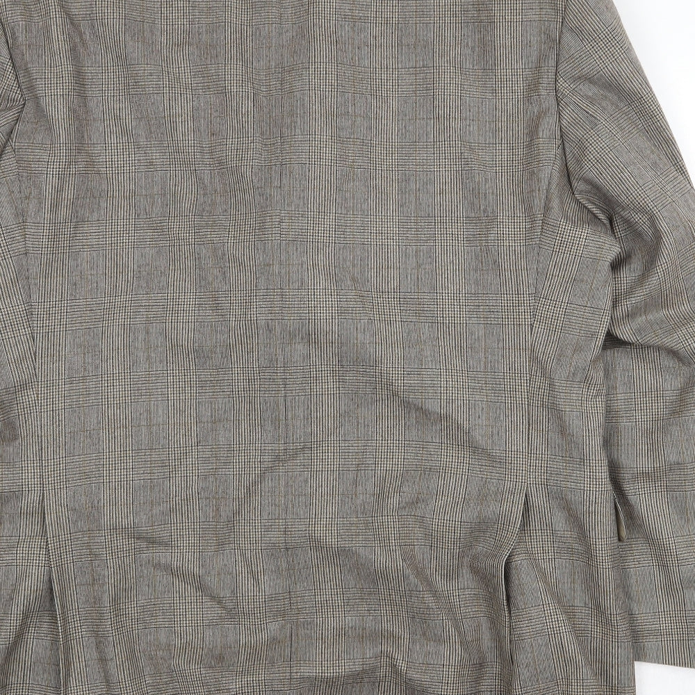 Preworn Mens Grey Plaid Wool Jacket Suit Jacket Size 44 Regular