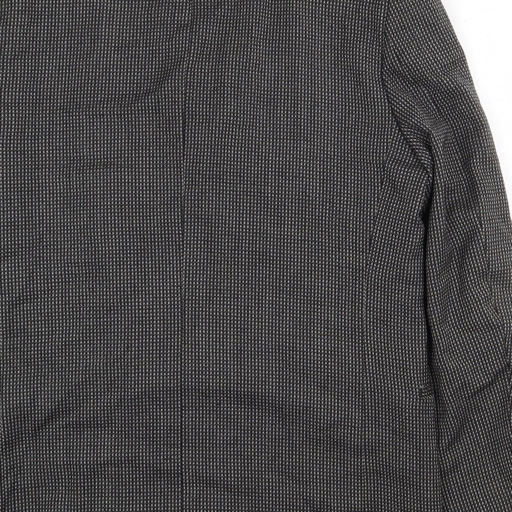 Preworn Mens Grey Geometric Wool Jacket Blazer Size 40 Regular