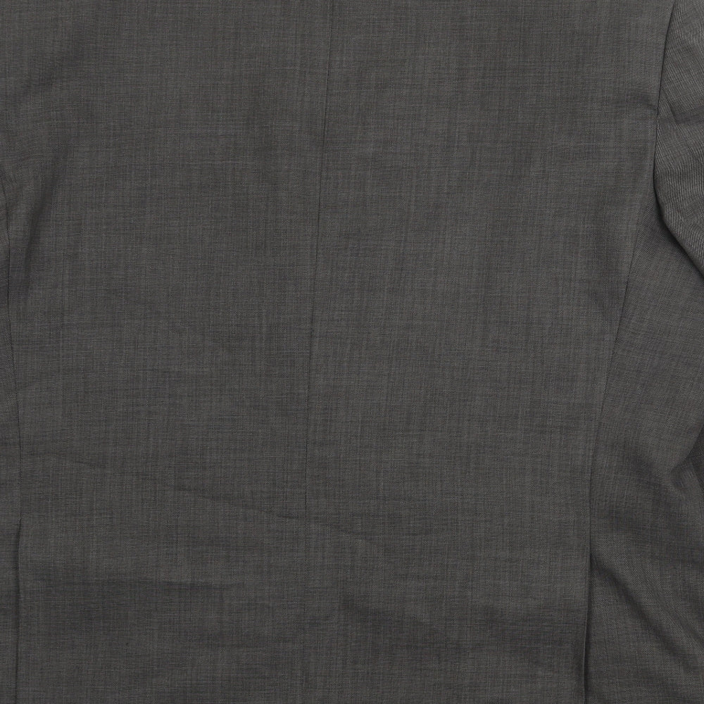 Preworn Mens Grey Polyester Jacket Suit Jacket Size 46 Regular