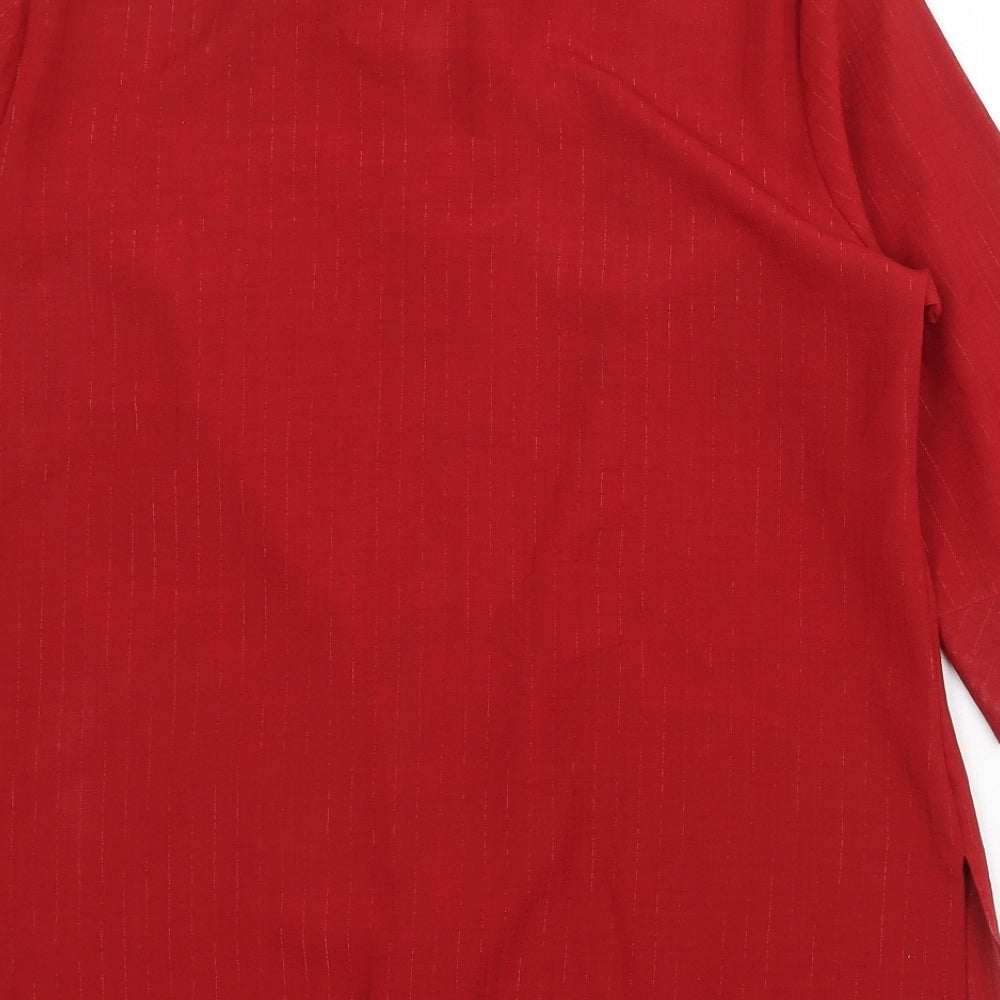 Marks & Spencer Womens Red Polyester Basic Button-Up Size 14 Collared