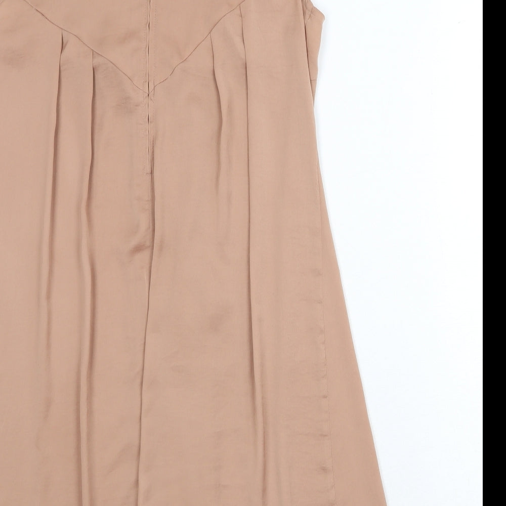 H&M Womens Beige Polyester A-Line Size 8 V-Neck Zip