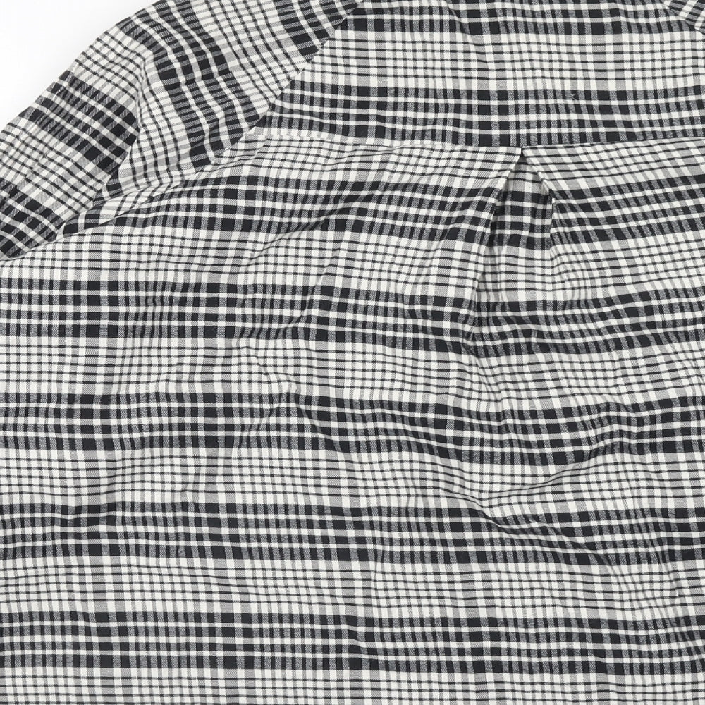 Topshop Womens Black Geometric Cotton Basic Button-Up Size 8 Collared