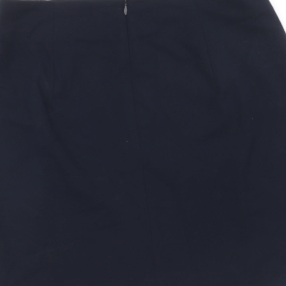 Marks & Spencer Womens Blue Polyester A-Line Skirt Size 10 Zip