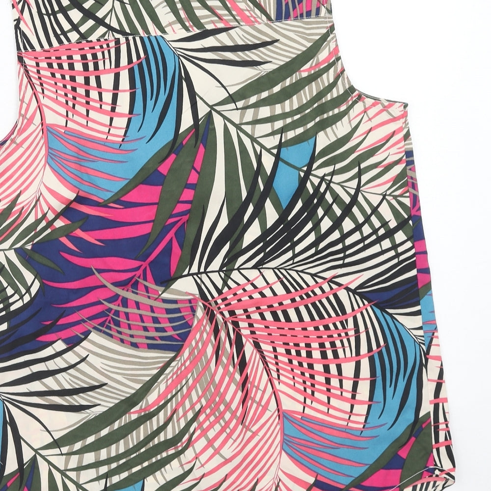 Loststock Womens Multicoloured Geometric Polyester Basic Tank Size S V-Neck
