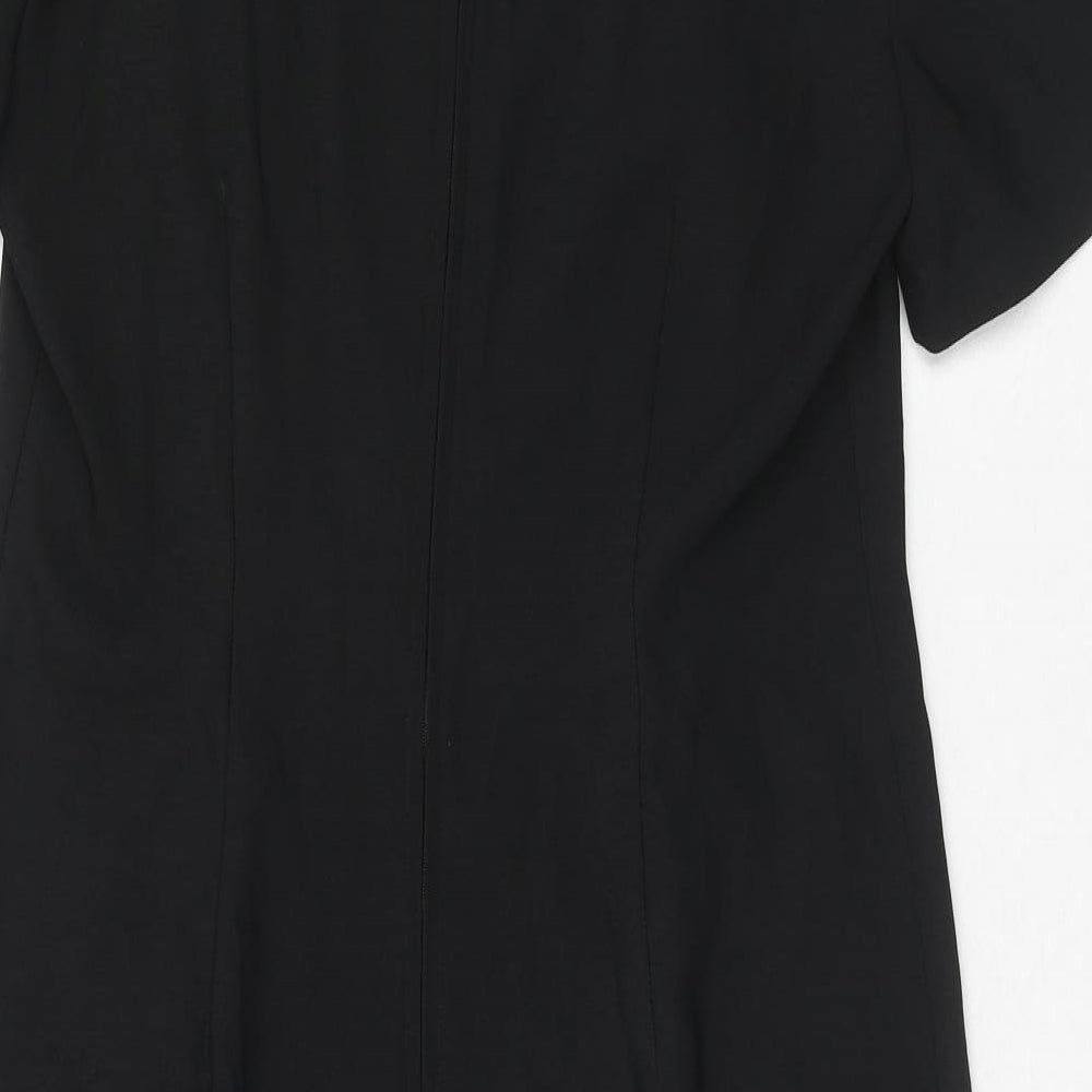 Leslie Fay Womens Black Polyester A-Line Size 12 Round Neck Zip