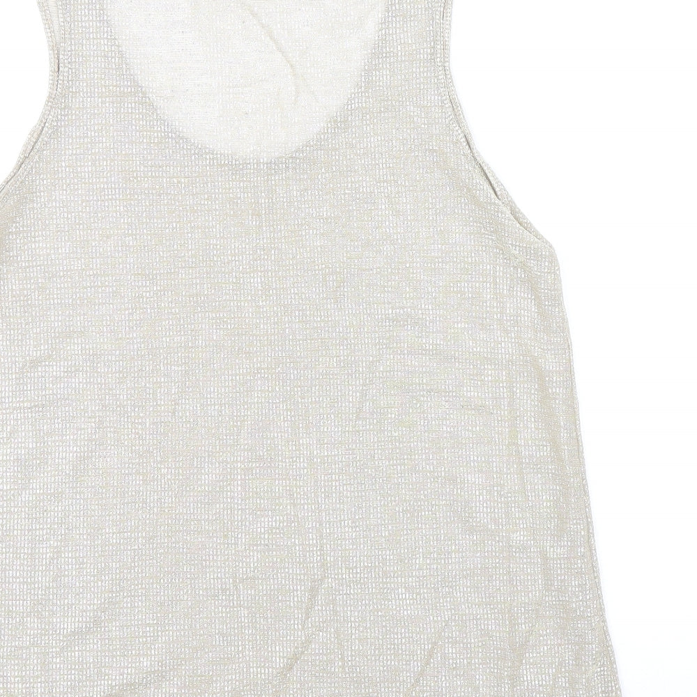 River Island Womens Gold Polyester Basic Tank Size 8 Scoop Neck