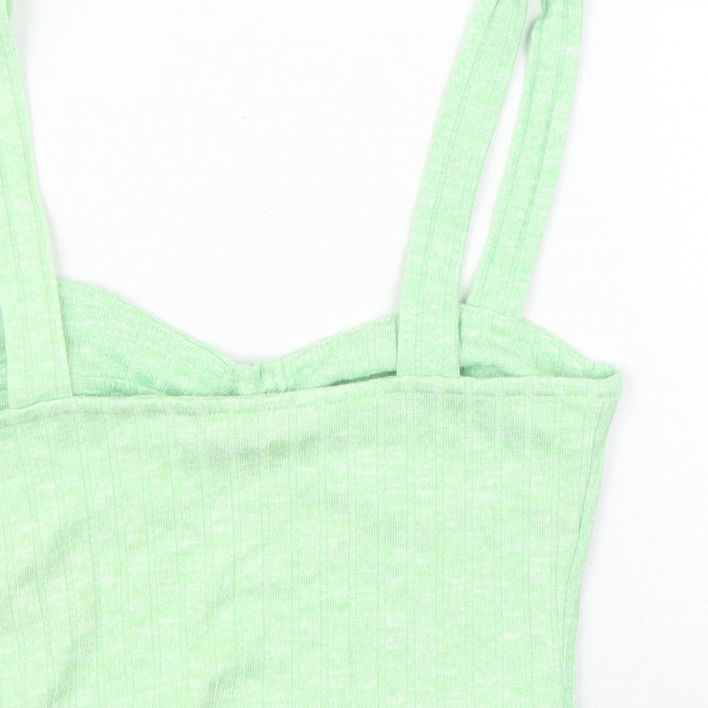 Monki Womens Green Polyester Cropped Tank Size XS Sweetheart