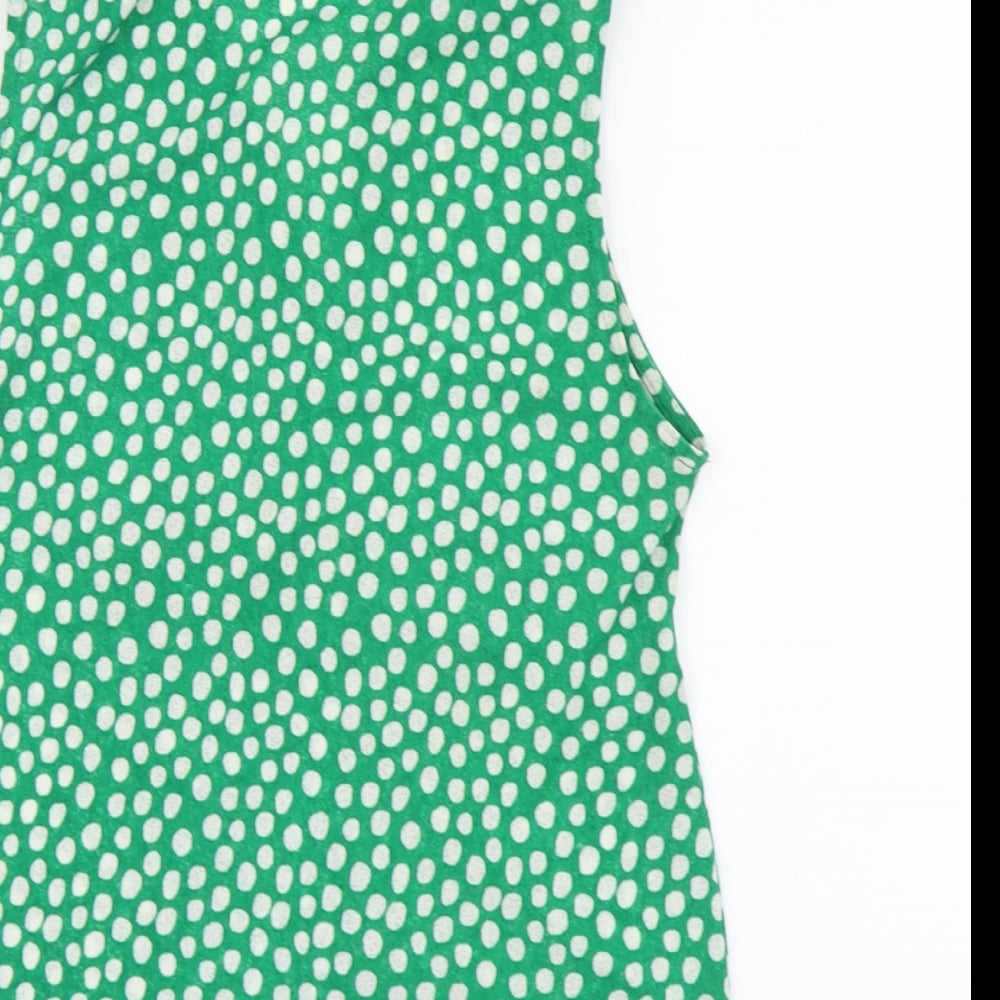 New Look Womens Green Geometric Polyester Basic Button-Up Size 12 Collared