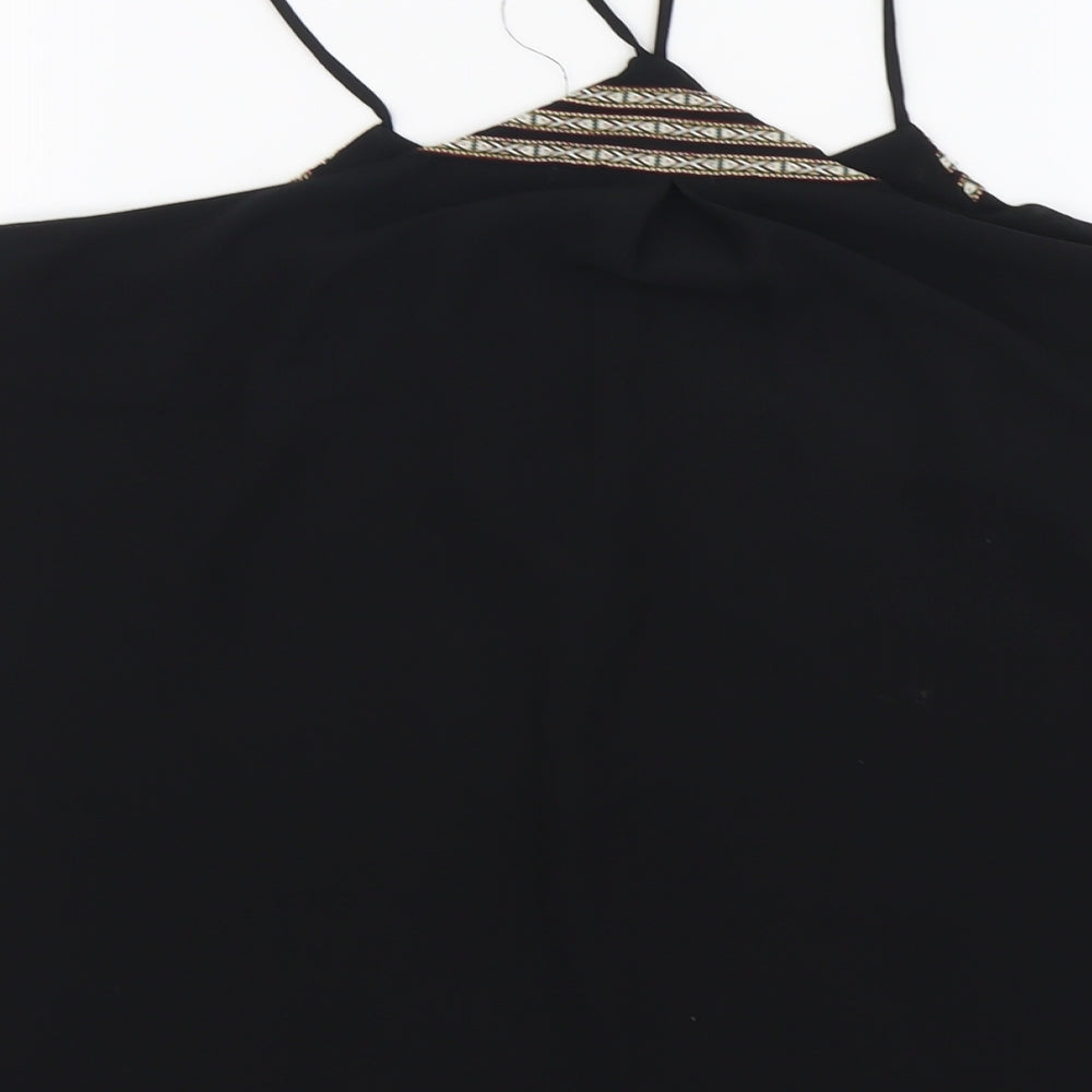 Daisy Street Womens Black Polyester Basic Blouse Size L V-Neck