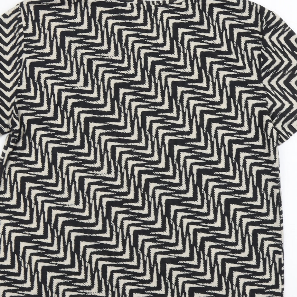 Marks & Spencer Womens Black Geometric Polyester Basic T-Shirt Size 8 Round Neck