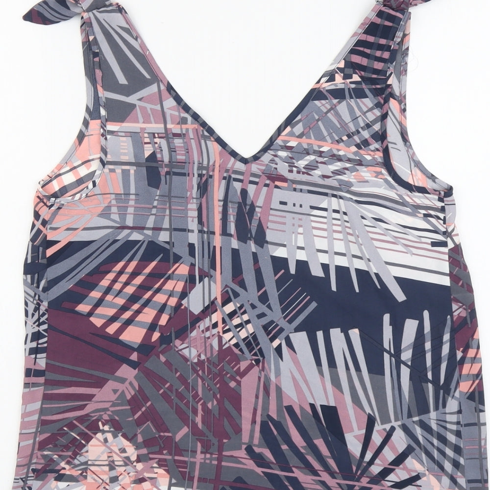 Papaya Womens Multicoloured Geometric Polyester Basic Tank Size 8 V-Neck