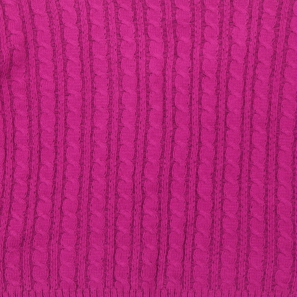 CHIC Womens Pink V-Neck Acrylic Pullover Jumper Size M