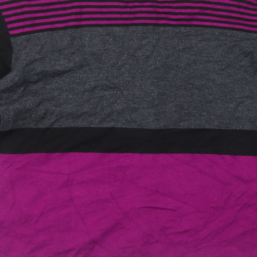 Precis Womens Purple Scoop Neck Striped Viscose Cardigan Jumper Size S - Colourblock