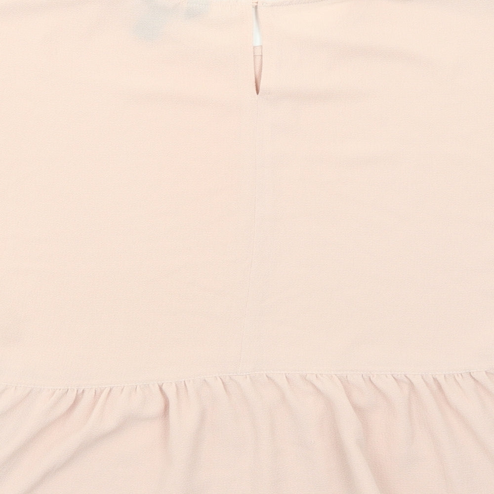 New Look Womens Pink Polyester Cropped T-Shirt Size 6 Scoop Neck - Smock
