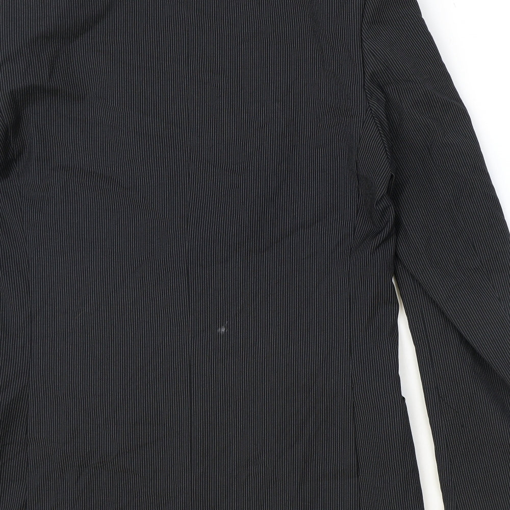 Burton Mens Black Striped Polyester Jacket Suit Jacket Size 40 Regular