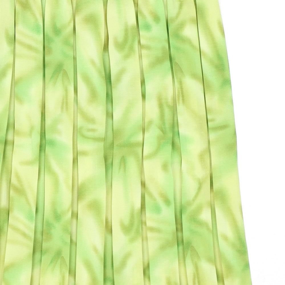 Preworn Womens Green Geometric Polyester Pleated Skirt Size M