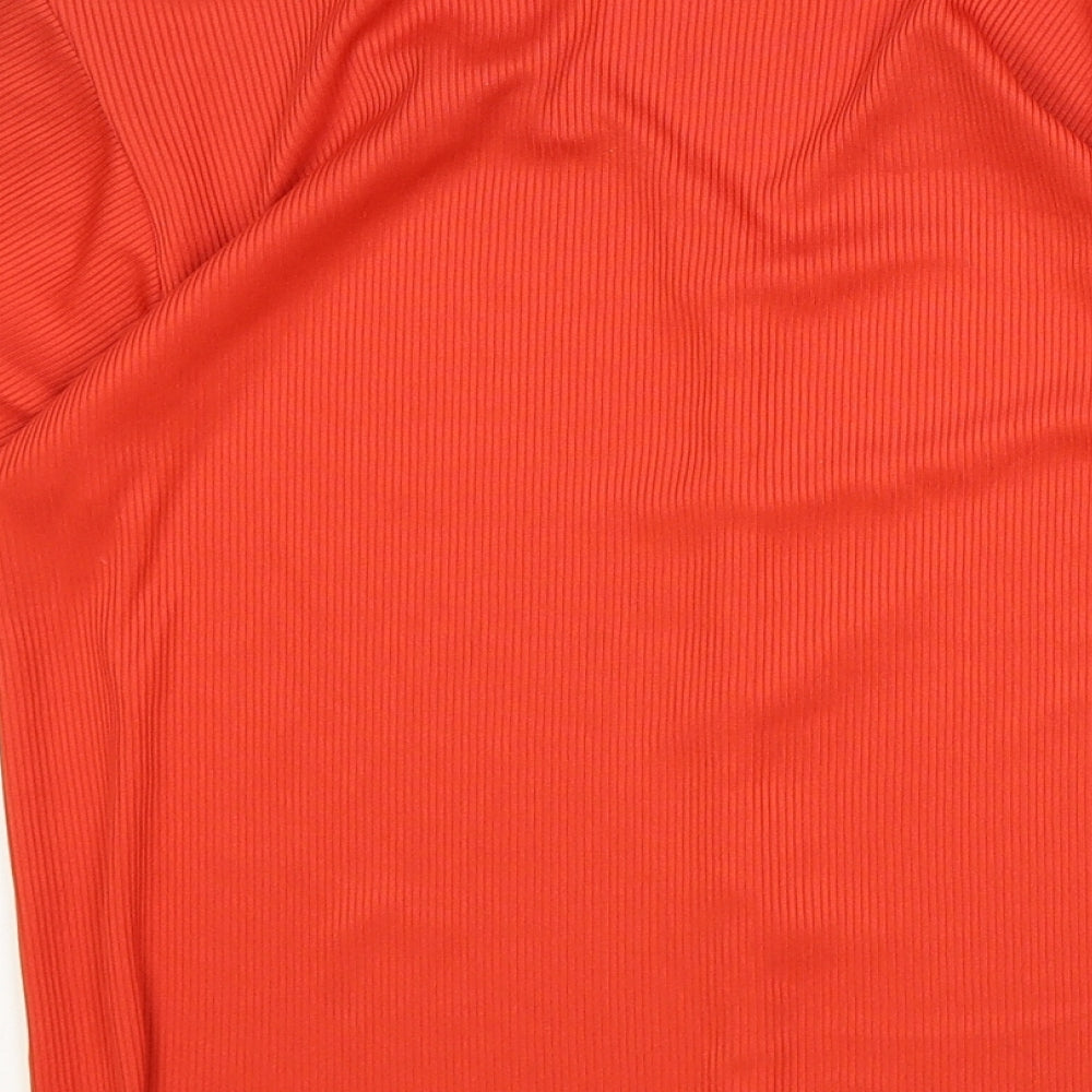 Yadou Womens Orange Polyester Basic Button-Up Size XS V-Neck