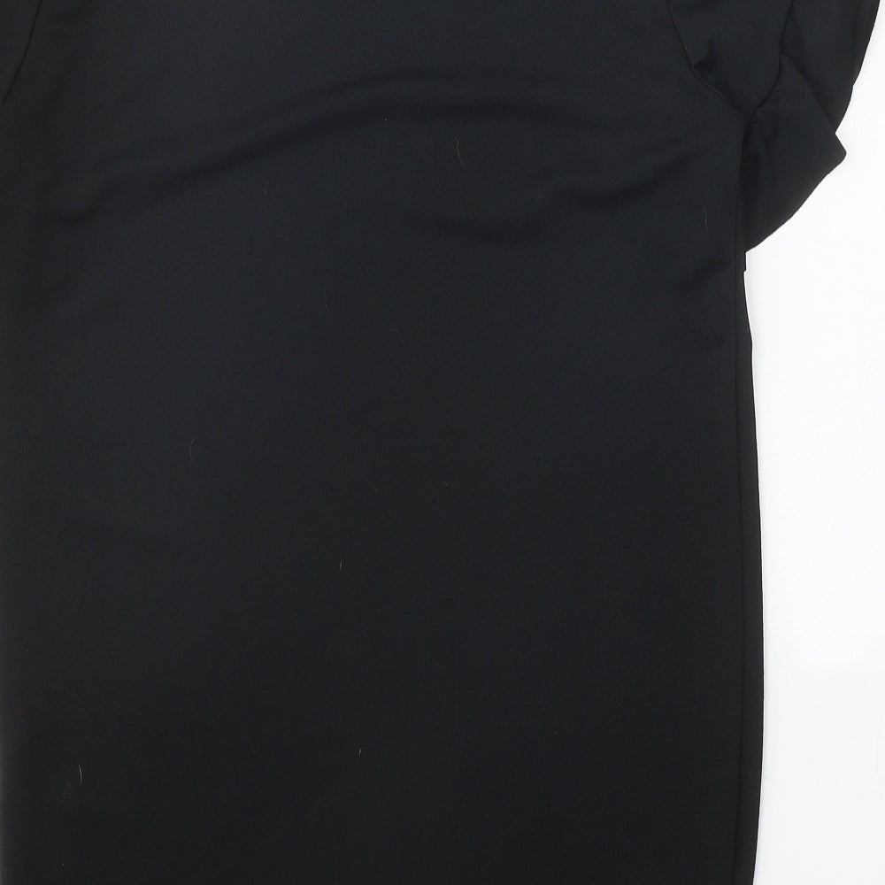I SAW IT FIRST Womens Black Polyester T-Shirt Dress Size 8 Round Neck Pullover