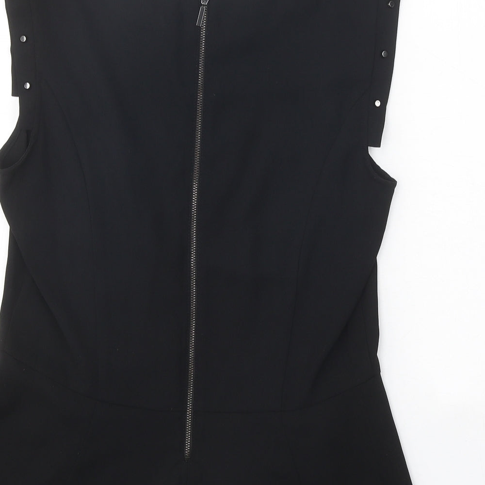 H&M Womens Black Polyester Basic Blouse Size 12 Round Neck