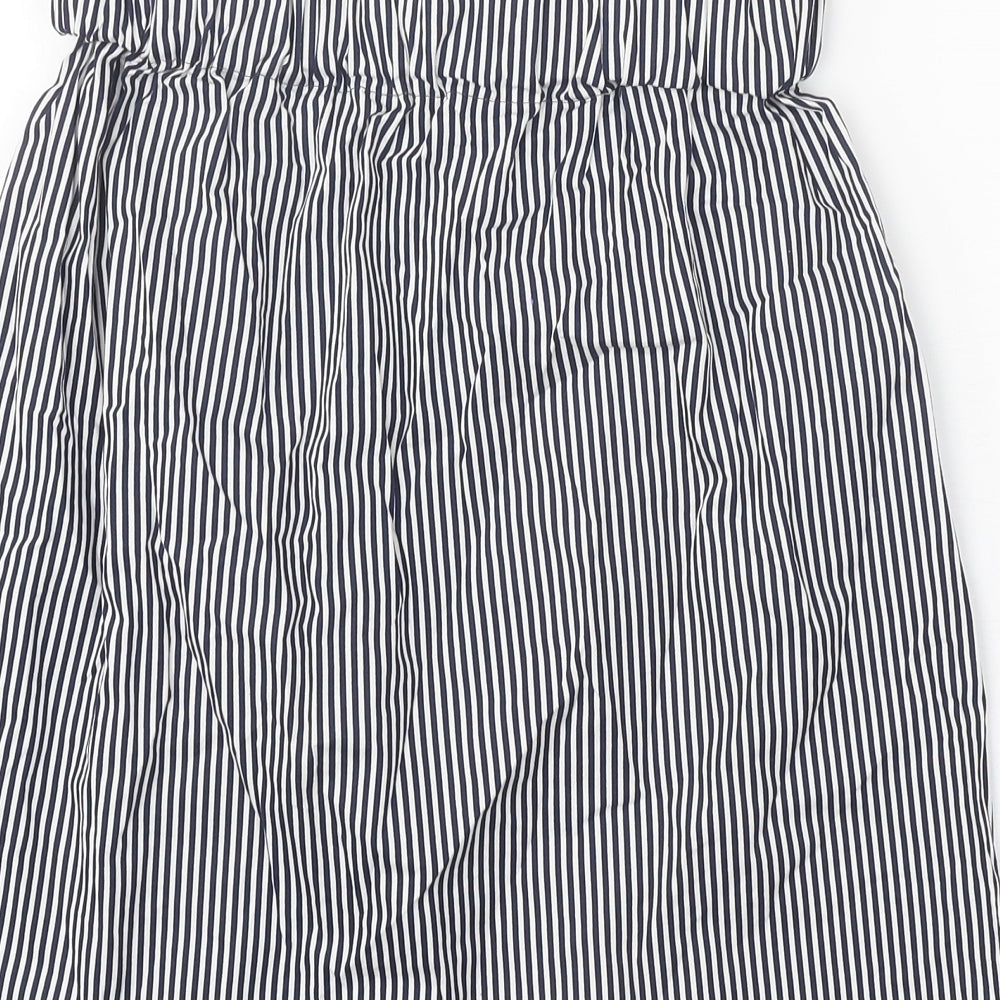 Preworn Womens White Striped Polyester A-Line Skirt Size 26 in