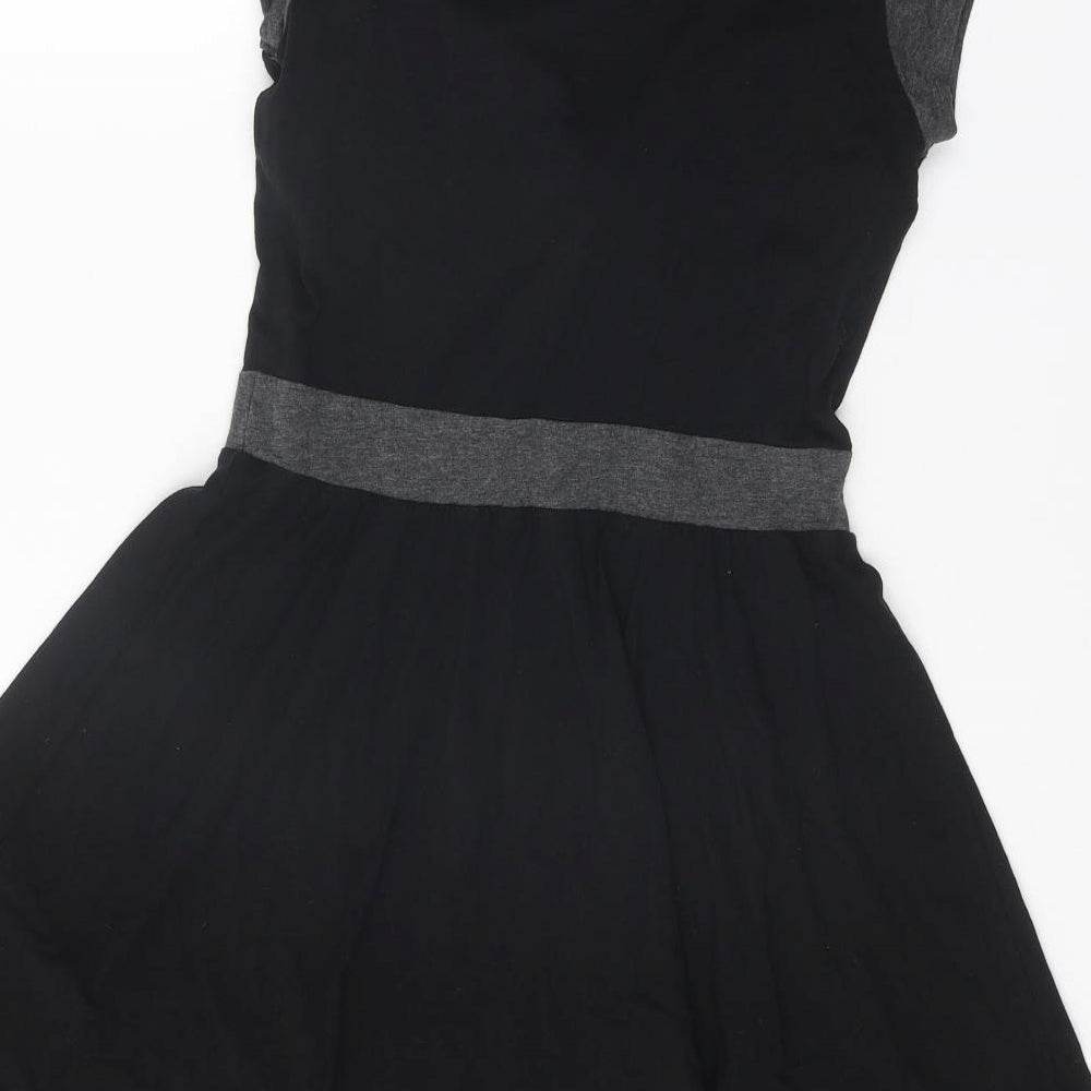 Preworn Womens Black Colourblock Modal Fit & Flare One Size Round Neck Pullover