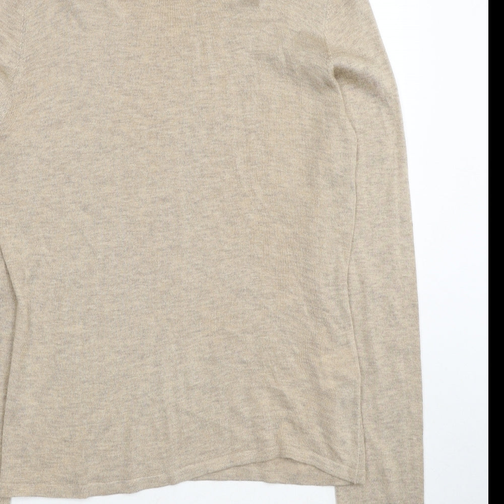Mouggan Womens Beige Roll Neck Polyester Pullover Jumper Size M