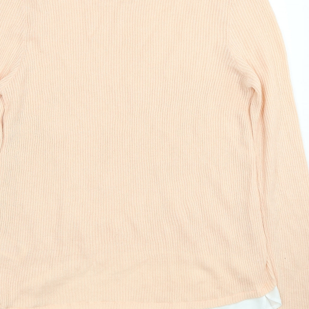 Peacocks Womens Orange Round Neck Acrylic Pullover Jumper Size 12