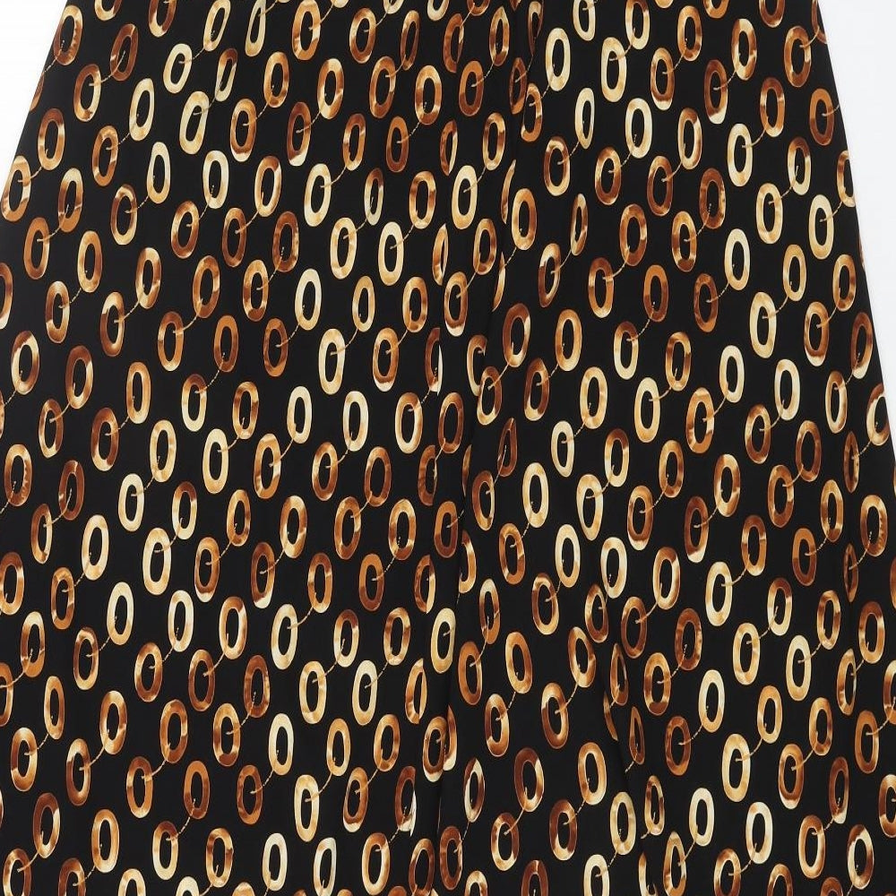 Preworn Womens Black Geometric Polyester Swing Skirt Size 12