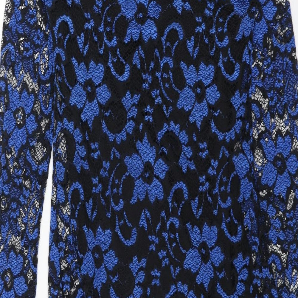 KDK Womens Blue Polyester Shift Size M Round Neck Pullover