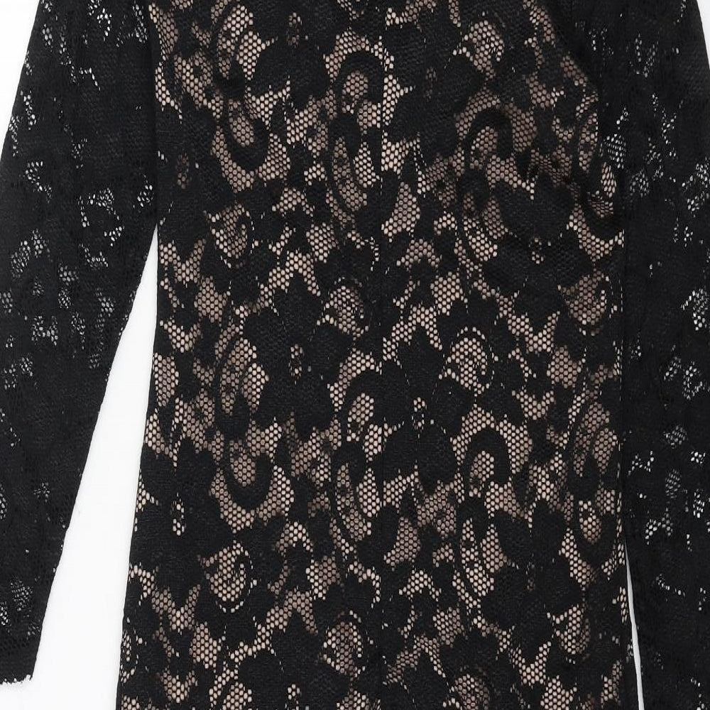 AMY CHILD Womens Black Nylon Shift Size 8 Mock Neck Zip