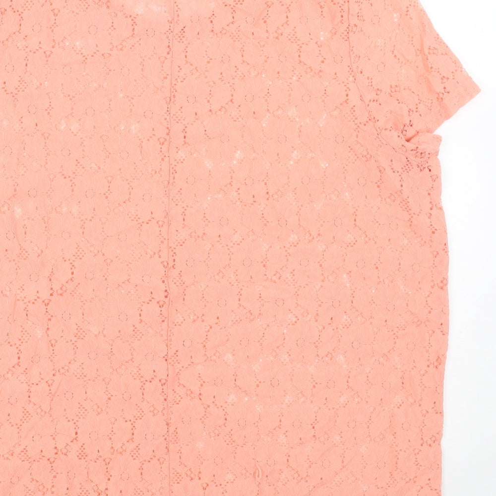 Simply Be Womens Orange Floral Polyamide Basic T-Shirt Size 18 Scoop Neck