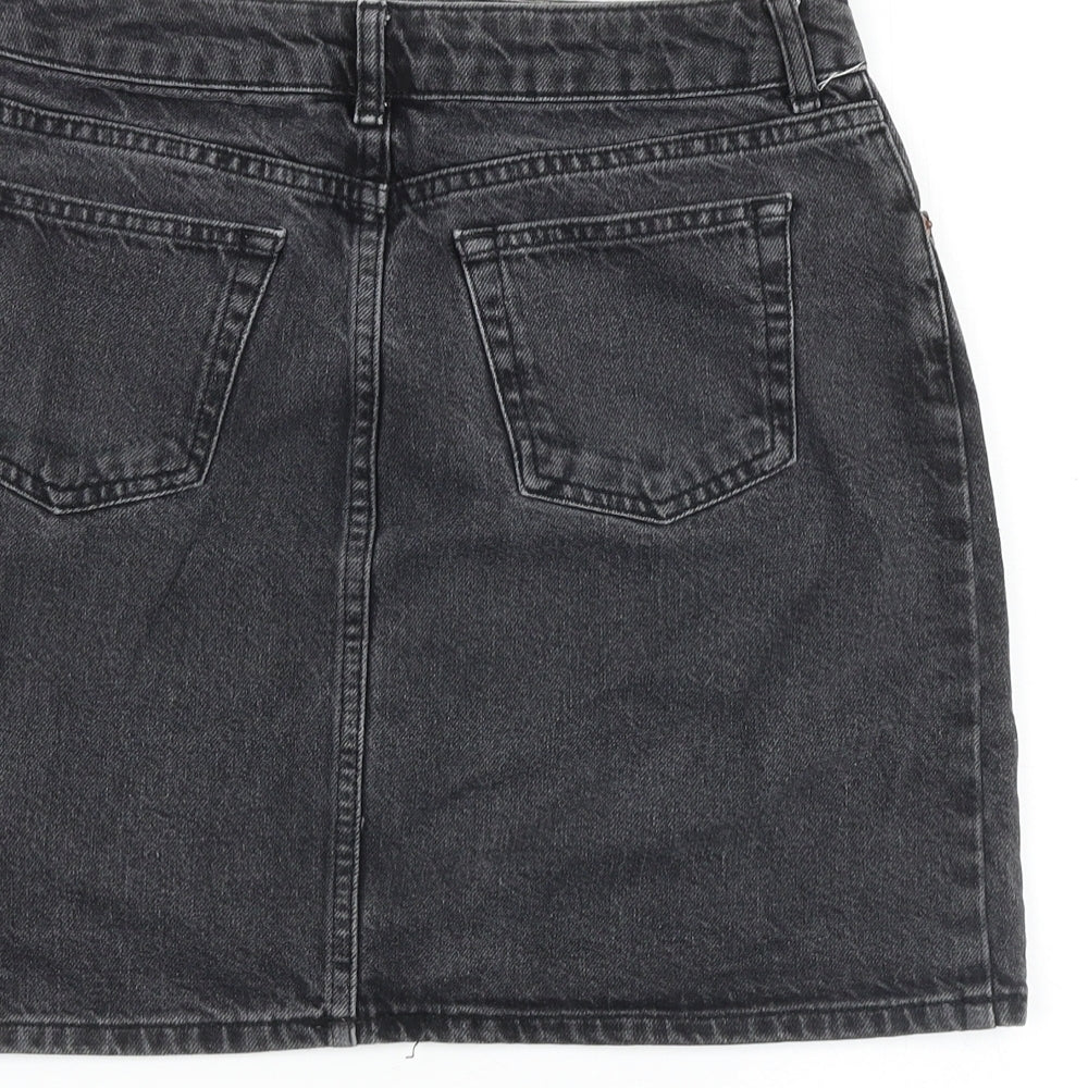 Topshop Womens Grey Cotton A-Line Skirt Size 28 in Zip