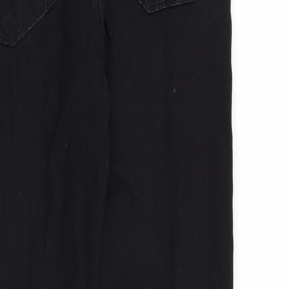 Next Girls Black Cotton Straight Jeans Size 11 Years Slim Zip