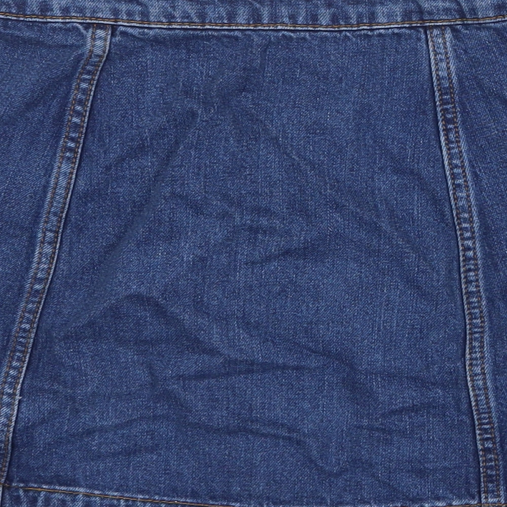 Topshop Womens Blue Cotton Mini Skirt Size 6 Button