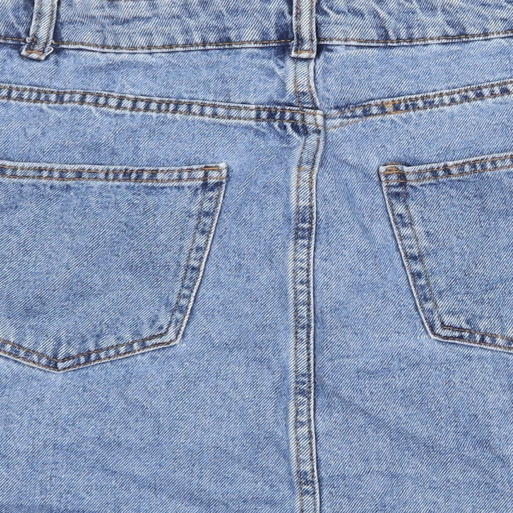 Denim & Co. Womens Blue Cotton A-Line Skirt Size 10 Zip