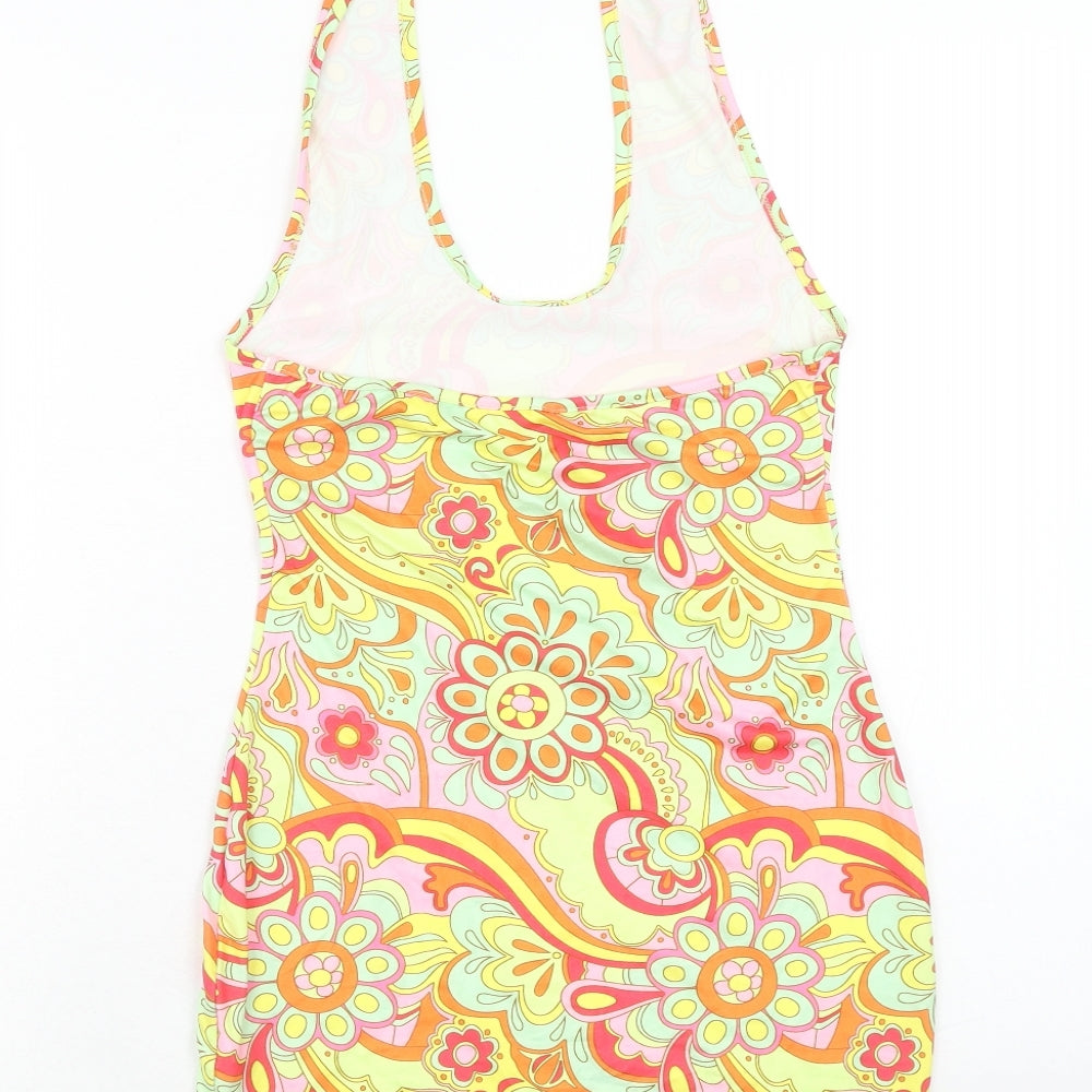 SheIn Womens Multicoloured Floral Polyester Bodycon Size S Halter Pullover