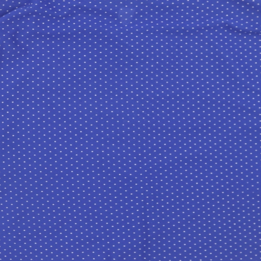 Preworn Womens Blue Polka Dot Polyester Basic Button-Up Size 12 Round Neck