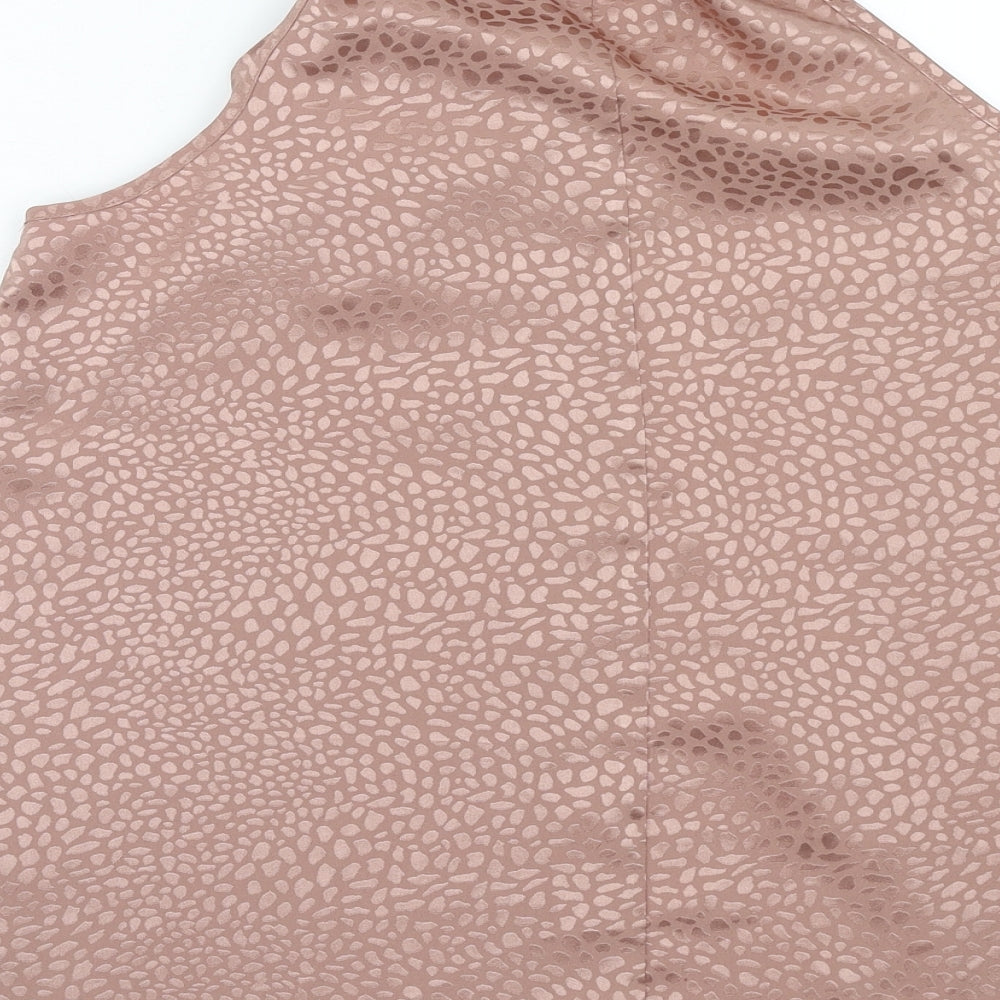 New Look Womens Pink Geometric Polyester Basic Tank Size 8 Halter