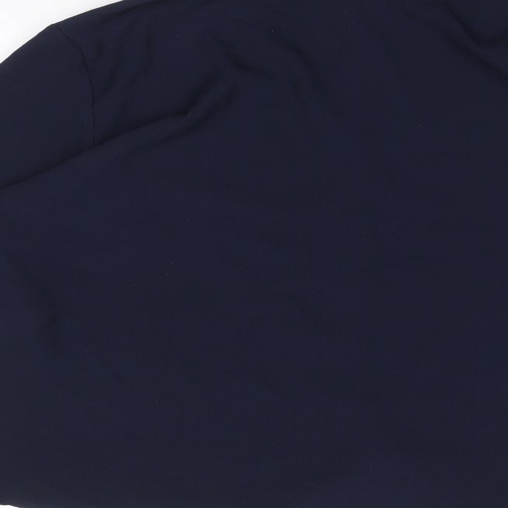 Boohoo Womens Blue Polyester Basic Button-Up Size L Collared
