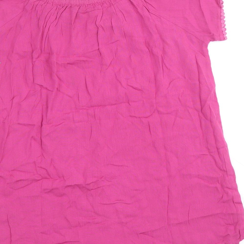 Just Elegance Womens Pink Viscose Basic Blouse Size XL Round Neck