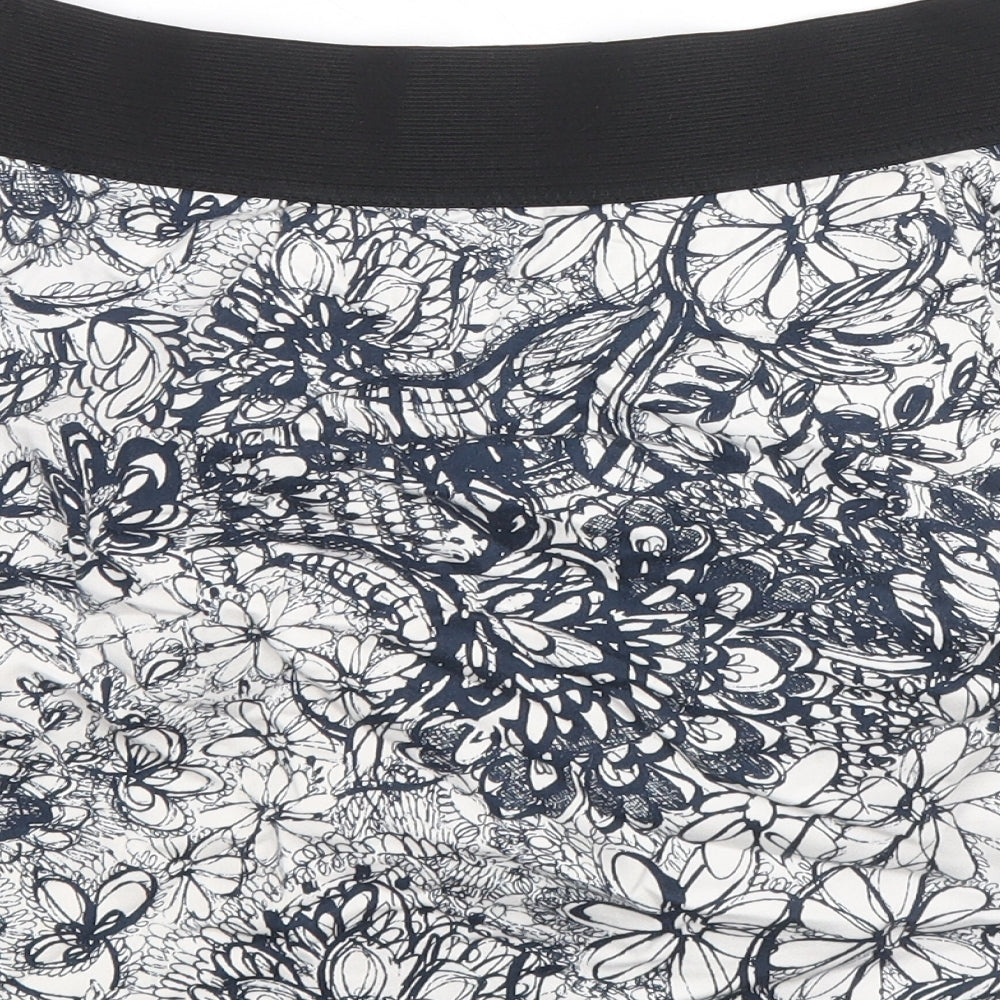 Zara Womens Blue Floral Cotton Mini Skirt Size S Zip
