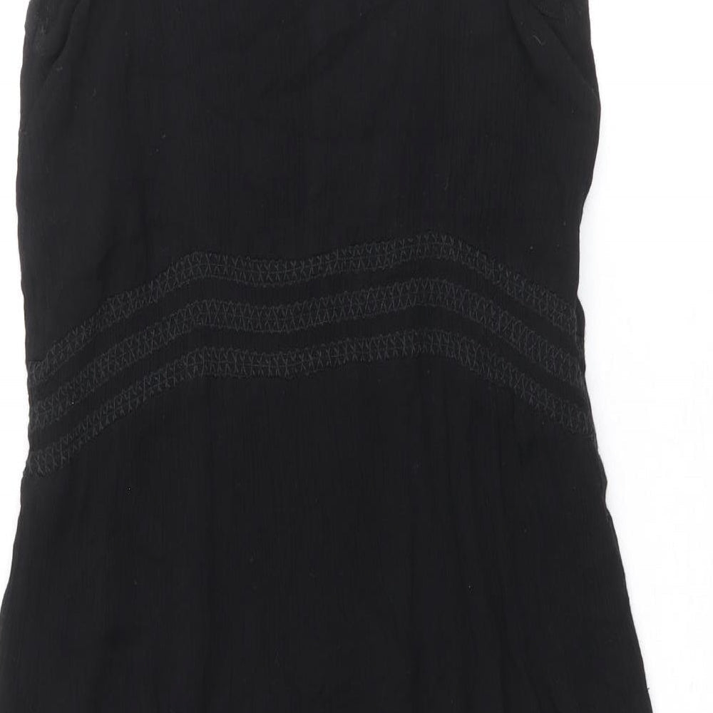 Marks & Spencer Womens Black Viscose Tank Dress Size 10 Round Neck Pullover