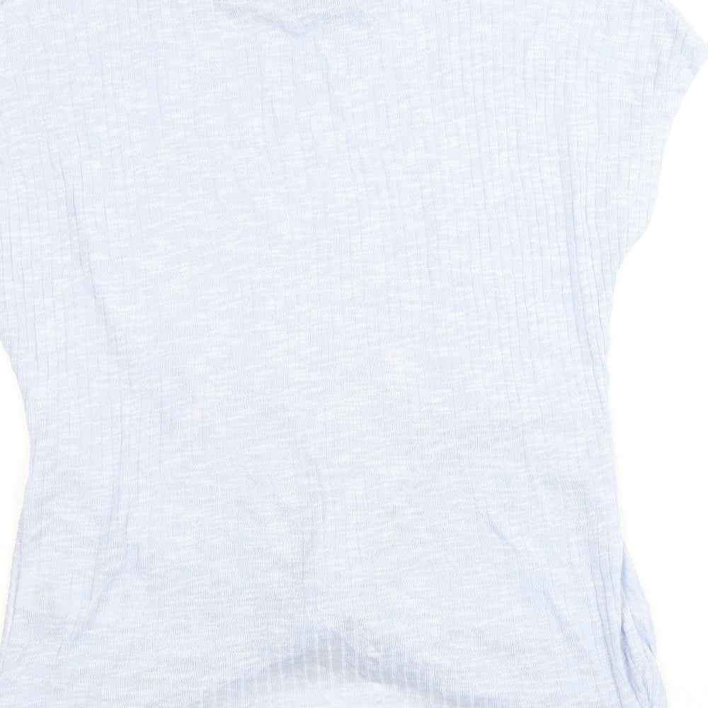 New Look Womens Blue Polyester Basic T-Shirt Size L Round Neck - Twist Detail