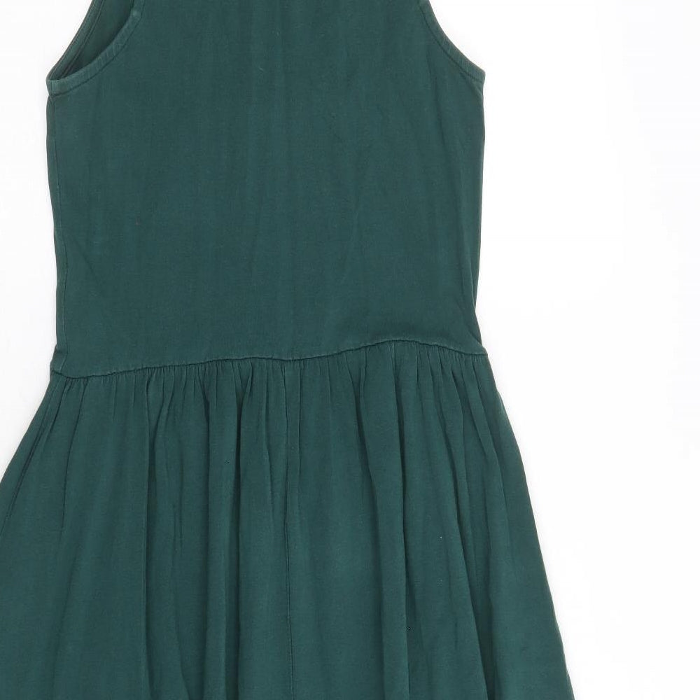 ASOS Womens Green Cotton Tank Dress Size 8 Roll Neck Pullover