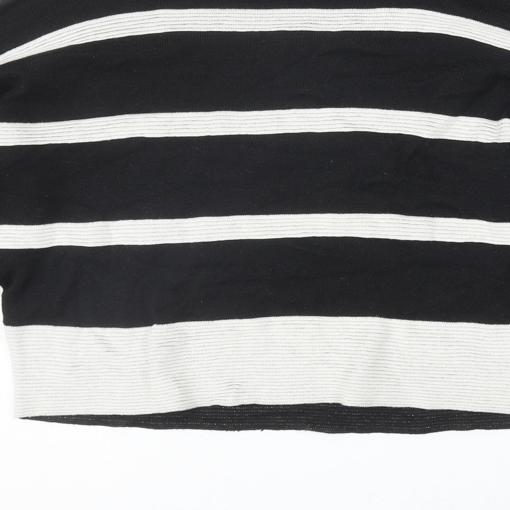 Atmosphere Womens Black Round Neck Striped Acrylic Pullover Jumper Size M