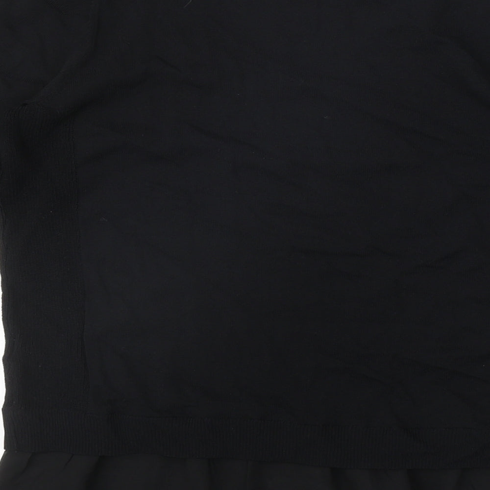 NEXT Womens Black Viscose Basic Blouse Size S Round Neck