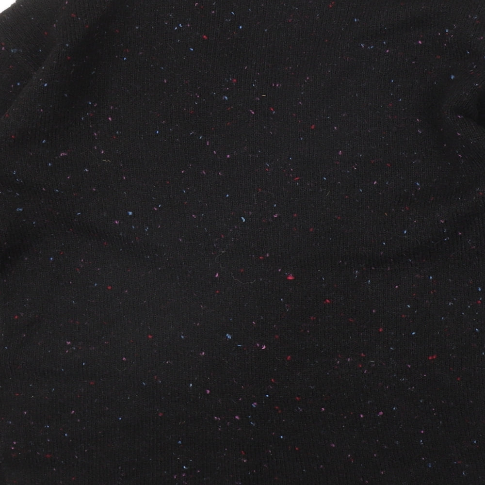 Marks & Spencer Womens Black V-Neck Geometric Acrylic Pullover Jumper Size XS